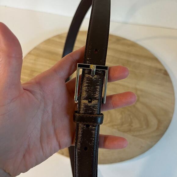 Vintage 90s Brown Distressed Worn in Genuine Harness Leather Belt Size Large - Picture 5 of 11